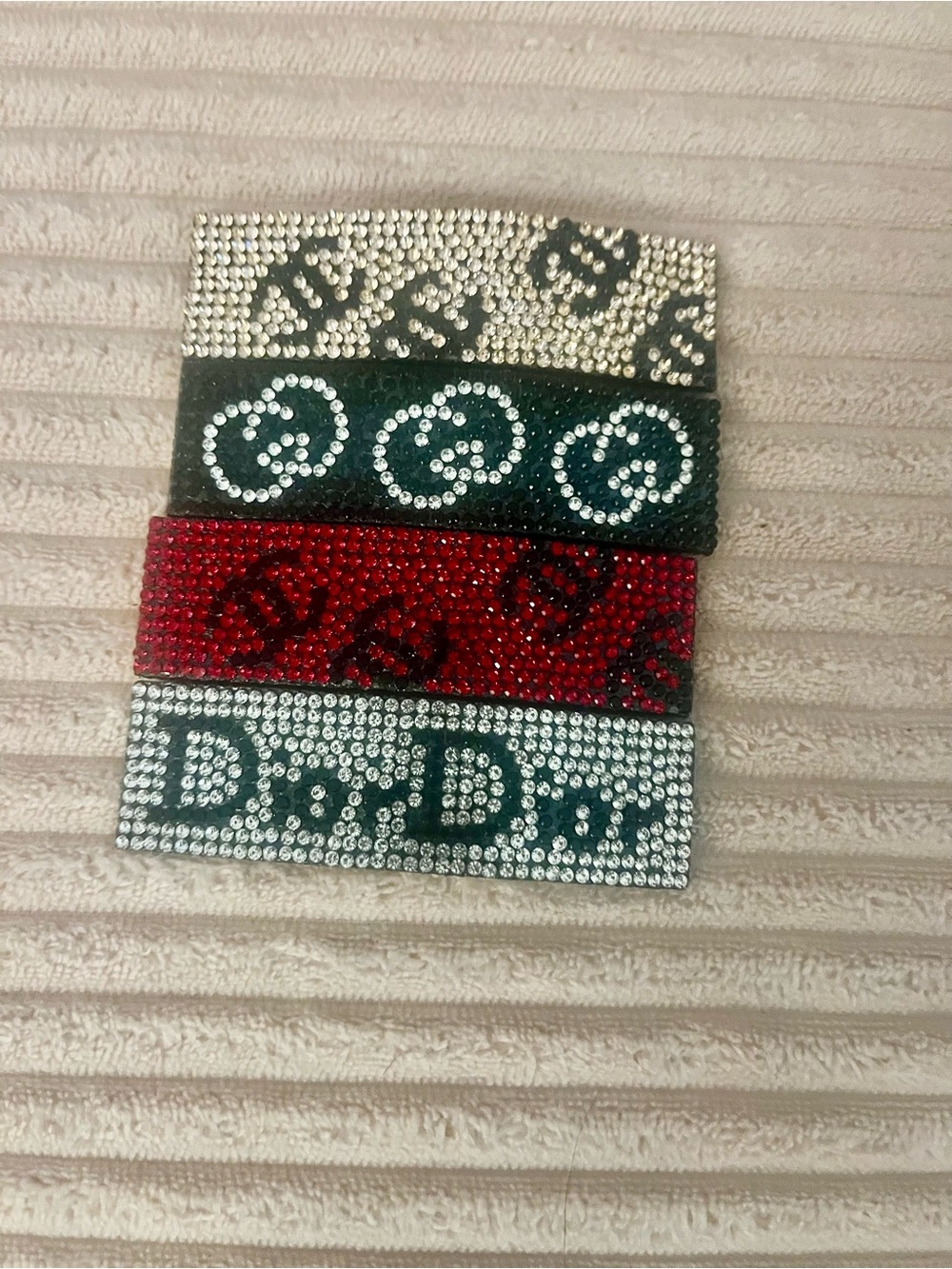 Luxury Rectangular Hair Clips in Black, Red, Silver - Picture 2 of 3